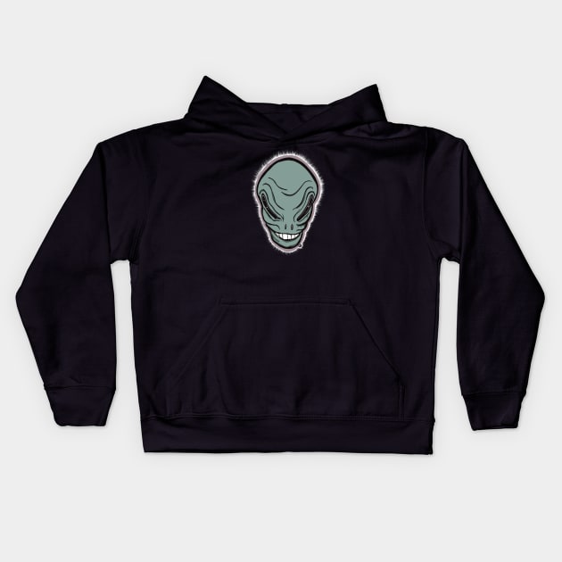 Mr. Grey Alien Kids Hoodie by Art from the Blue Room